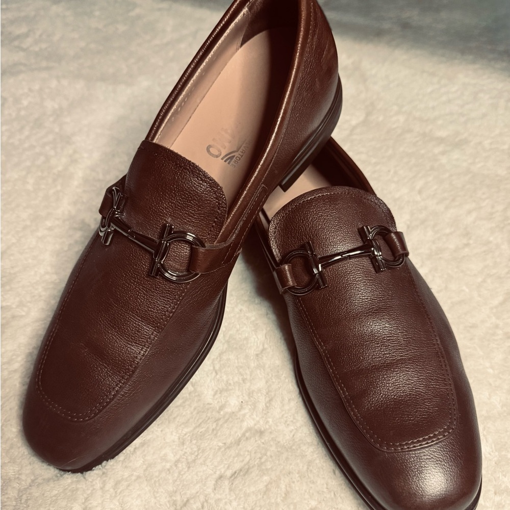 Salvatore Ferragamo Brown Loafers Sleek Leather Slip-Ons